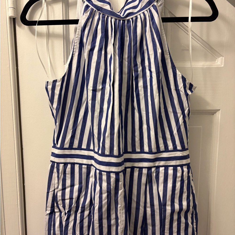 J. Crew Navy and White Striped Halter Jumpsuit, Size 4 - Picture 2 of 8